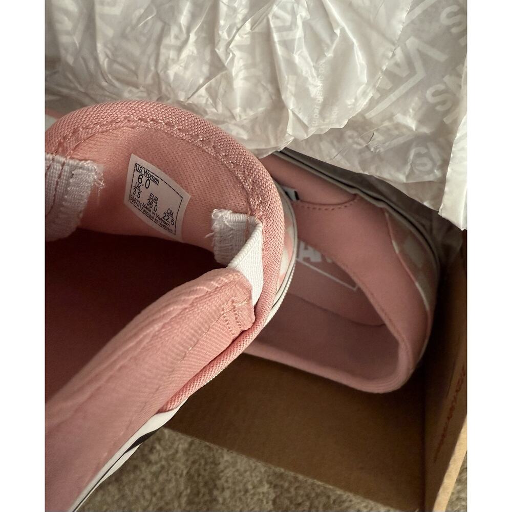 Vans Asher Pink White Checker Board Women's Casual Slip On Sneakers Shoes Size 6 - Picture 7 of 8